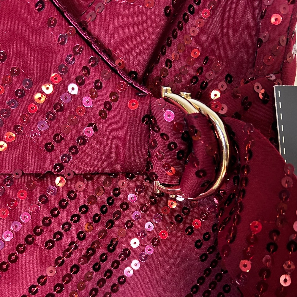 Luxology Red Sequin Cocktail Dress, Short Sleeve Party Dress Size Small - Picture 3 of 7